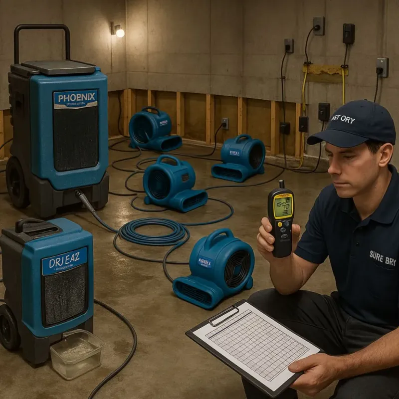 Structural Drying and Dehumidification process in Edgewood, MD